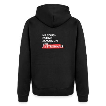 Ne Sous Estime Jamais Un Viel Aveyronnais T-Shi... - Veste à capuche bio Premium Unisexe - noir - Dos - Nico (187cm)