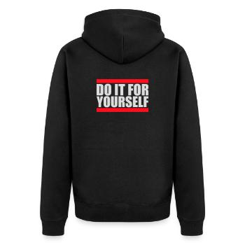 Do It For Yourself Inspirierend Selbstliebe Zitat - Unisex Premium Bio Zip Hoodie - Schwarz - Hinten - Nico (187cm)