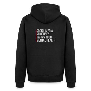 Les réseaux sociaux nuisent sérieusement à la santé mentale selon les affirmations - Veste à capuche bio Premium Unisexe - noir - Dos - Nico (187cm)