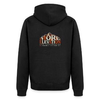 More Elevation Hiking - Unisex Premium Bio Zip Hoodie - Schwarz - Hinten - Nico (187cm)