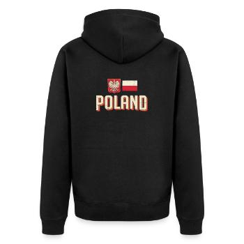 Polen Emblem Retro Flagge - Unisex Premium Bio Zip Hoodie - Schwarz - Hinten - Nico (187cm)