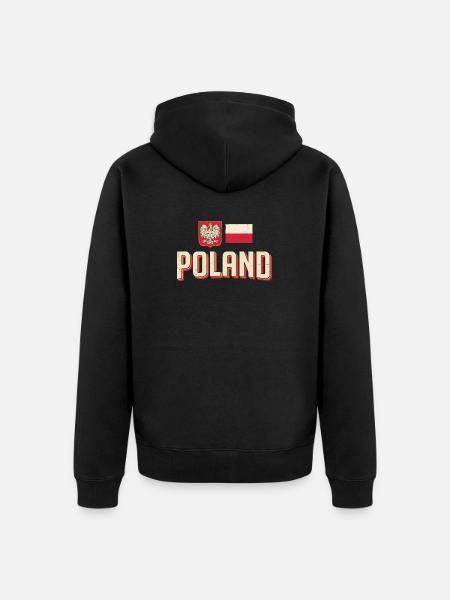 Polen Emblem Retro Flagge - Unisex Premium Bio Zip Hoodie - Schwarz