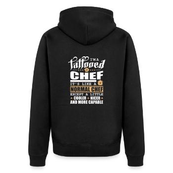 Tattooed-Chef - Unisex Premium Organic Zip Hoodie - black - Back - Nico (187cm)