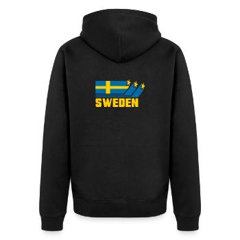 Sweden / Swedish - Flag / Gift - Unisex Premium Organic Zip Hoodie - black - Back - Nico (187cm)