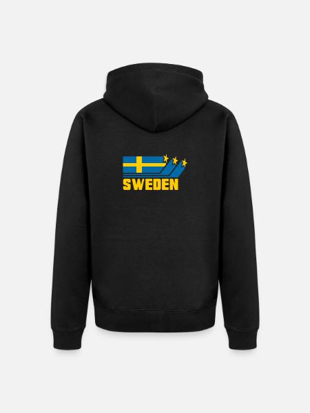 Suède / Suède - Drapeau / Cadeau - Veste à capuche bio Premium Unisexe - noir