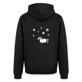 unicorn - Unisex Premium Organic Zip Hoodie - black - Back - Nico (187cm)