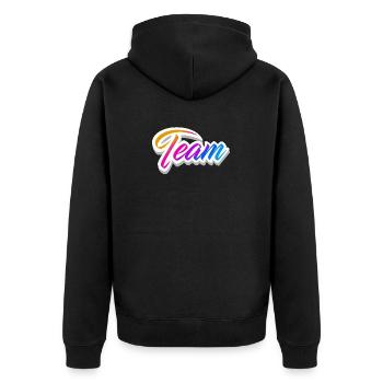 Team - Unisex Premium Bio Zip Hoodie - Schwarz - Hinten - Nico (187cm)