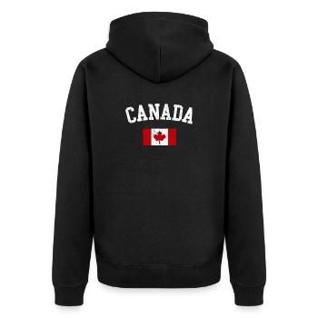 Canada Arc with Maple Flag - Unisex Premium Organic Zip Hoodie - black - Back - Nico (187cm)