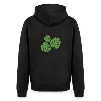 Monstera Pflanze - Unisex Premium Bio Zip Hoodie - Schwarz - Hinten - Nico (187cm)