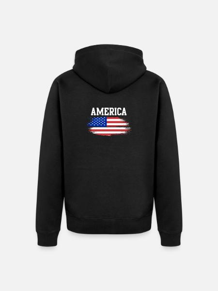 Flag Brush Americana - Unisex Premium Organic Zip Hoodie - black