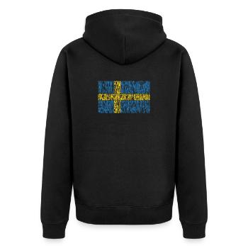 Sweden flag - Unisex Premium Organic Zip Hoodie - black - Back - Nico (187cm)