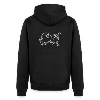 Bowling Kegeln Bowlingkugel und Pin - Unisex Premium Bio Zip Hoodie - Schwarz - Hinten - Nico (187cm)