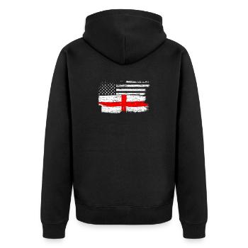Grunge Flag Fusion USA UK Cross - Unisex Premium Organic Zip Hoodie - black - Back - Nico (187cm)