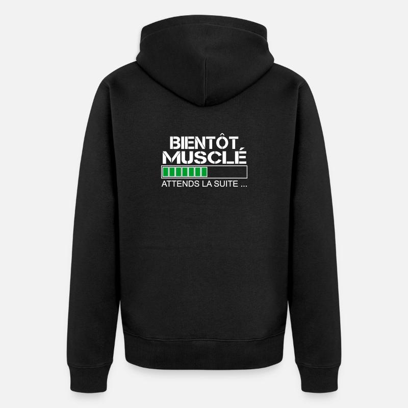 Bientot musclé (blanc et vert) - Veste à capuche bio Premium Unisexe - noir