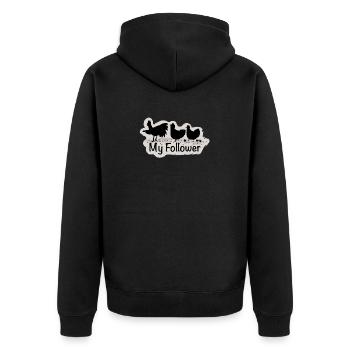 My Follower - Unisex Premium Bio Zip Hoodie - Schwarz - Hinten - Nico (187cm)