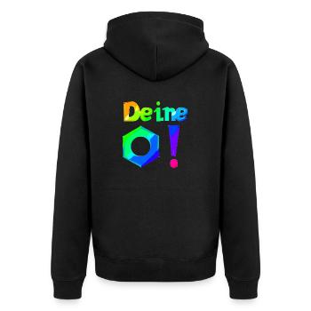Deine Mutter! | Lustiger Spruch | Beleidigung - Unisex Premium Bio Zip Hoodie - Schwarz - Hinten - Nico (187cm)