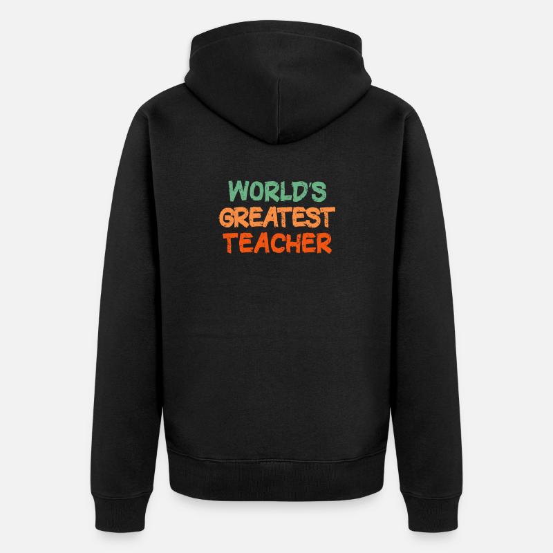 Farbenfrohe handgeschriebene Lehrer-Hommage - Unisex Premium Bio Zip Hoodie - Schwarz