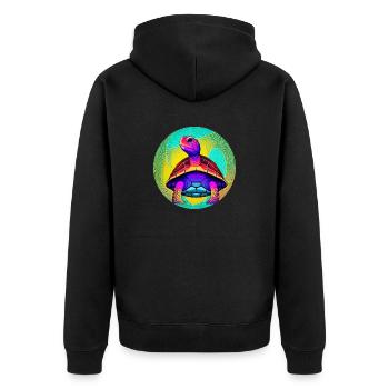 Schildkröte - Unisex Premium Bio Zip Hoodie - Schwarz - Hinten - Nico (187cm)