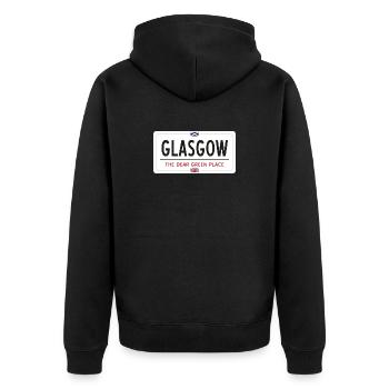 Signe de nom de lieu de Glasgow - Veste à capuche bio Premium Unisexe - noir - Dos - Nico (187cm)