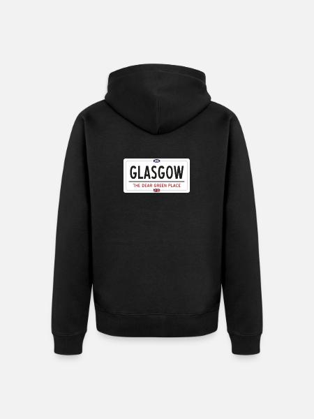 Glasgow Ortsnamensschild - Unisex Premium Bio Zip Hoodie - Schwarz