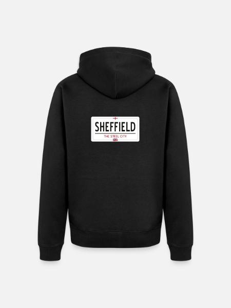 Sheffield town sign - Unisex Premium Organic Zip Hoodie - black