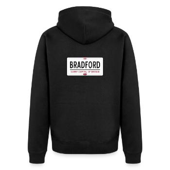 Panneau de la ville de Bradford - Veste à capuche bio Premium Unisexe - noir - Dos - Nico (187cm)