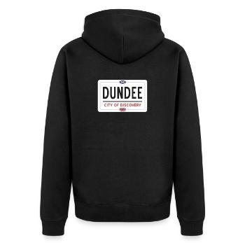 Dundee Place Name Sign - Unisex Premium Organic Zip Hoodie - black - Back - Nico (187cm)