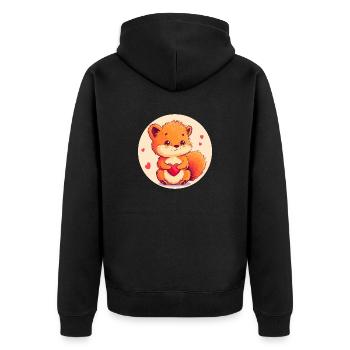 Kuschelige Zuneigung - Unisex Premium Bio Zip Hoodie - Schwarz - Hinten - Nico (187cm)