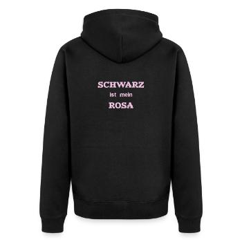 Schwarz ist mein Rosa - Unisex Premium Bio Zip Hoodie - Schwarz - Hinten - Nico (187cm)