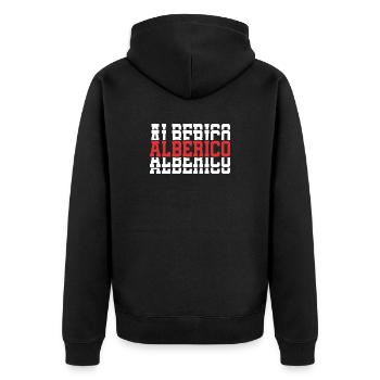 Alberico t-shirt gift t-shirt stacked text - Unisex Premium Organic Zip Hoodie - black - Back - Nico (187cm)