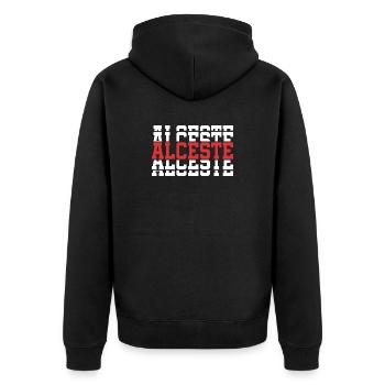 Alceste t-shirt gift idea stacked text - Unisex Premium Organic Zip Hoodie - black - Back - Nico (187cm)