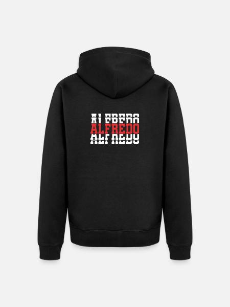 Alfredo T-Shirt gestapelter Text Geschenkidee - Unisex Premium Bio Zip Hoodie - Schwarz