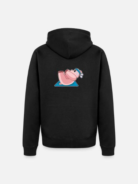 Pig Abdominal Workout Bodybuilding - Unisex Premium Organic Zip Hoodie - black