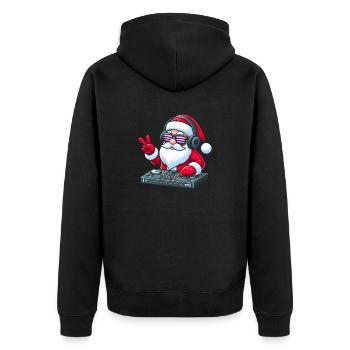 Weihnachtsmann auf Motorrad mit Sonnenbrille - Unisex Premium Bio Zip Hoodie - Schwarz - Hinten - Nico (187cm)