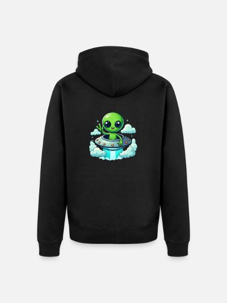 Alien zeigt Peace - Unisex Premium Bio Zip Hoodie - Schwarz