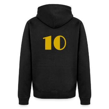 10. 10 YEARS. 10th ANNIVERSARY. 10 YEAR ANNIVERSARY. - Unisex Premium Organic Zip Hoodie - black - Back - Nico (187cm)