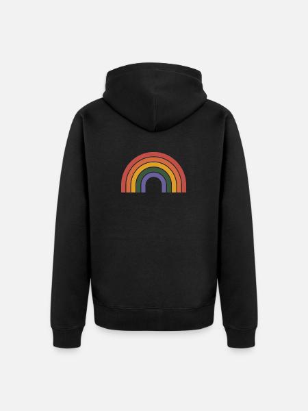 Retro Rainbow Arc Print - Unisex Premium Organic Zip Hoodie - black