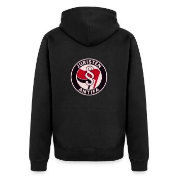 Juristen Antifa - Unisex Premium Bio Zip Hoodie - Schwarz - Hinten - Nico (187cm)