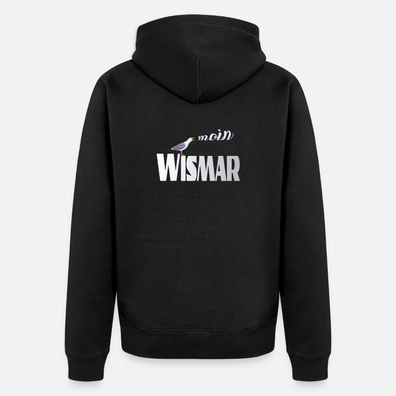 Wismar Möwe & Moin Ostsee - Unisex Premium Bio Zip Hoodie - Schwarz
