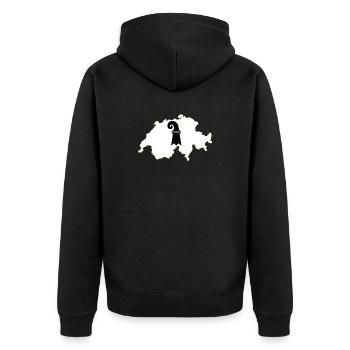 Basel-Stadt, Schweiz - Unisex Premium Bio Zip Hoodie - Schwarz - Hinten - Nico (187cm)