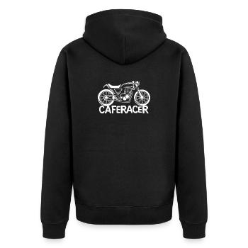 Caferacer Icon Illustration - Custom Motorcycle - Unisex Premium Organic Zip Hoodie - black - Back - Nico (187cm)