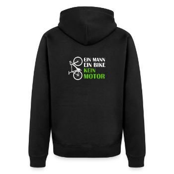 ONE MAN ONE BIKE NO MOTOR Anti E-Bike Road Bike - Unisex Premium Organic Zip Hoodie - black - Back - Nico (187cm)