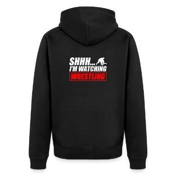 Je regarde catching wrestling drôle, catcheur - Veste à capuche bio Premium Unisexe - noir - Dos - Nico (187cm)