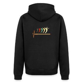 Volleyball Heartbeat – Retro Vintage-Volleyball - Unisex Premium Bio Zip Hoodie - Schwarz - Hinten - Nico (187cm)