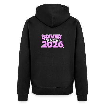 Driving License 2026 Driving Test Driving License Test - Unisex Premium Organic Zip Hoodie - black - Back - Nico (187cm)