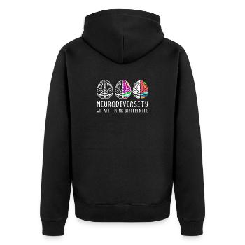 Neurodiversity Autismus Gehirn ADHS Asperger - Unisex Premium Bio Zip Hoodie - Schwarz - Hinten - Nico (187cm)