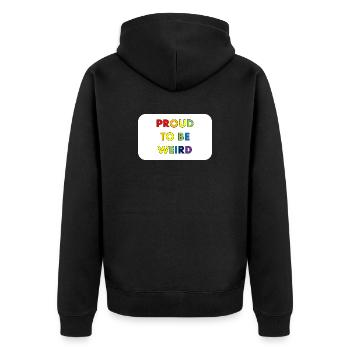 Proud to Be Weird - Unisex Premium Organic Zip Hoodie - black - Back - Nico (187cm)
