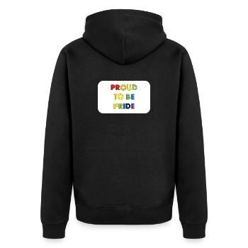 Proud to be Pride in rainbow style - Unisex Premium Organic Zip Hoodie - black - Back - Nico (187cm)