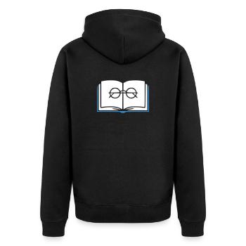 Aperçu du livre et des lunettes - Veste à capuche bio Premium Unisexe - noir - Dos - Nico (187cm)