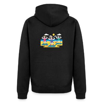 Kuh Yoga Strand - Unisex Premium Bio Zip Hoodie - Schwarz - Hinten - Nico (187cm)